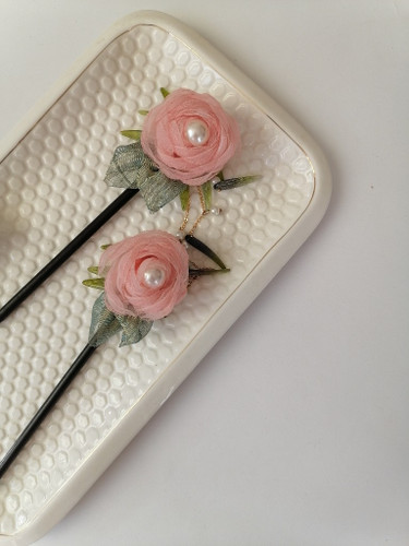 کانزاشی چوبی گل حریر صورتی