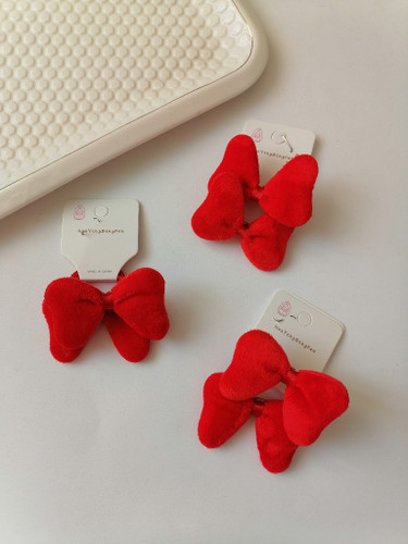 کش جفتی پاپیون مخمل قرمز